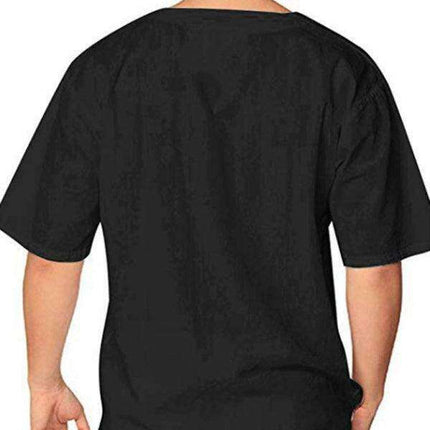 Men's Stylish Tie Collar Drop Shoulder Cotton-Linen T-Shirt