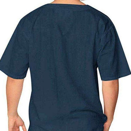 Men's Stylish Tie Collar Drop Shoulder Cotton-Linen T-Shirt