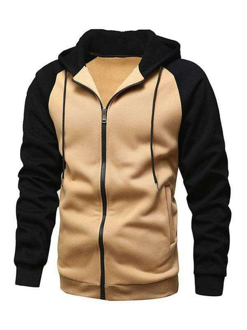 Men's Trendy Color-Block Fleece-Lined Zip Hoodie Cardigan