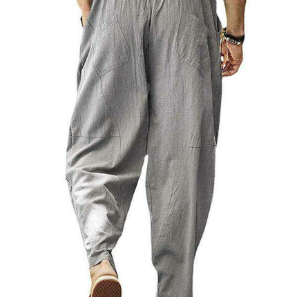 Men's Trendy Hip-Hop Lantern Cotton Linen Slim Fit Pants - Très Elite