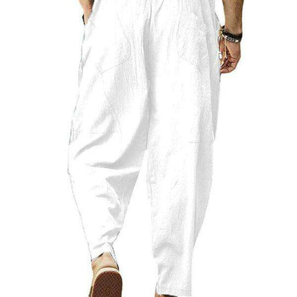 Men's Trendy Hip-Hop Lantern Cotton Linen Slim Fit Pants - Très Elite