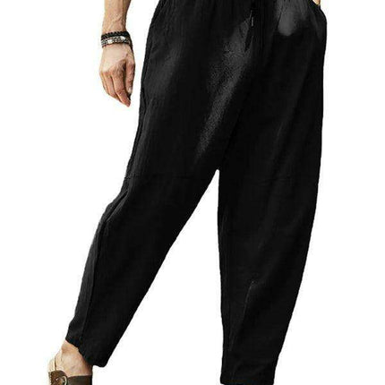 Men's Trendy Hip-Hop Lantern Cotton Linen Slim Fit Pants - Très Elite