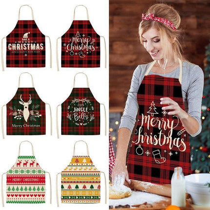 Merry Christmas Linen Cooking Apron - Essential Festive Attire & Gift Idea