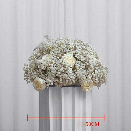 Milky White Silk Baby's Breath Floral Arrangement for Elegant Decor..