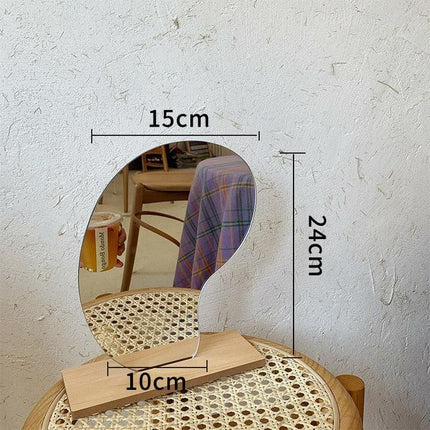 Modern Acrylic Vanity Mirror Set with Stylish Wooden Stand - Très Elite