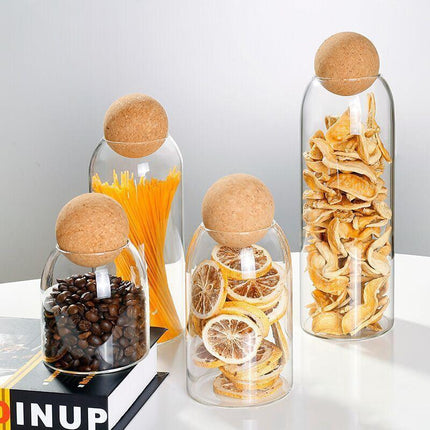 Modern Chic Glass Jar Set with Trendy Cork Tops for Effortless Kitchen Organization - Très Elite