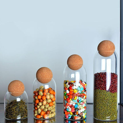 Modern Chic Glass Jar Set with Trendy Cork Tops for Effortless Kitchen Organization - Très Elite