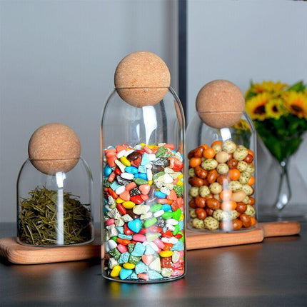 Modern Chic Glass Jar Set with Trendy Cork Tops for Effortless Kitchen Organization - Très Elite