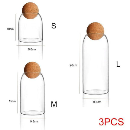 Modern Chic Glass Jar Set with Trendy Cork Tops for Effortless Kitchen Organization - Très Elite