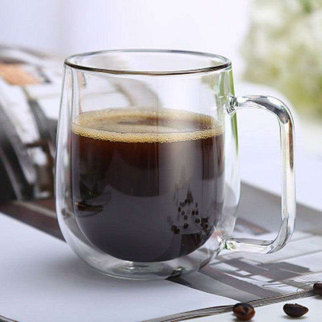 Modern Double-Wall Insulated Glass Mug for Enhanced Beverage Experience