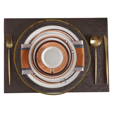 Modern Elegance Ceramic Dinnerware Set with Glass Accent - Elevate Your Dining Experience - Très Elite