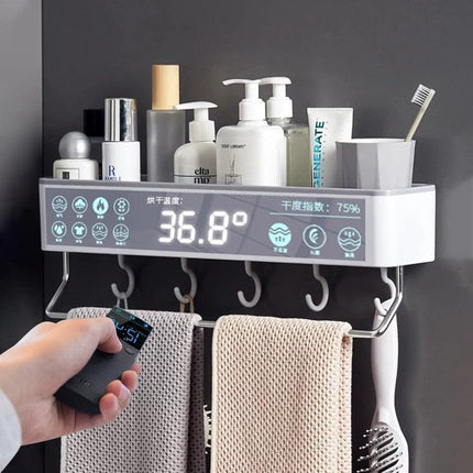 Modern Gray Bathroom Storage Rack with Towel Bar: Stylish Space-Saving Solution - Très Elite