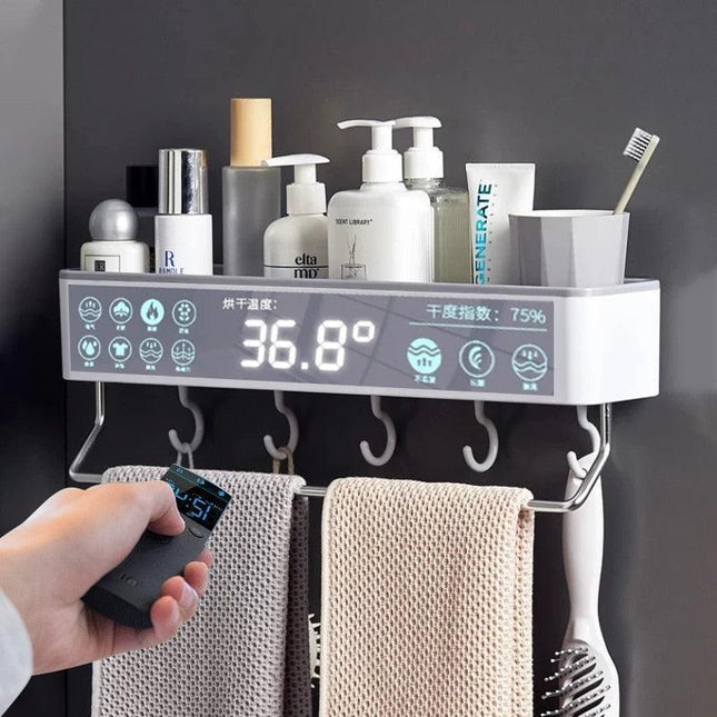 Modern Gray Bathroom Storage Rack with Towel Bar: Stylish Space-Saving Solution