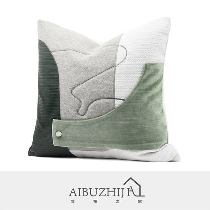 Modern Korean Geometric Patchwork Cushion Collection with Bold Orange Accents - Trendy Pillow Covers for Elegant Spaces - Très Elite