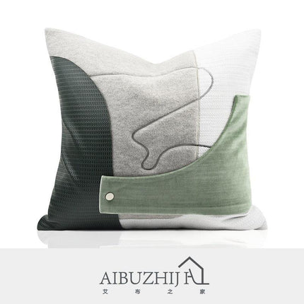 Modern Korean Geometric Patchwork Cushion Collection with Bold Orange Accents - Trendy Pillow Covers for Elegant Spaces - Très Elite