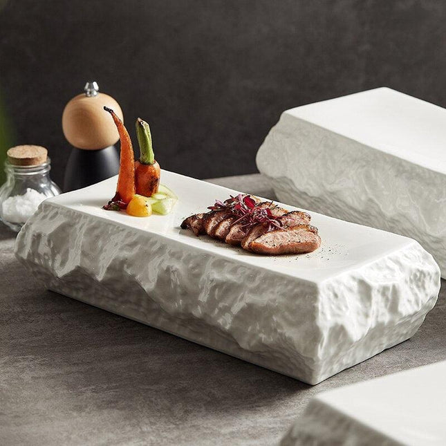 Modern Minimalist White Stone Dining Plate Collection - Elevate Your Table Setting - Très Elite