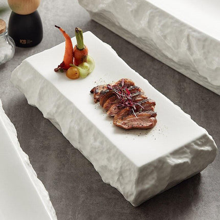 Modern Minimalist White Stone Dining Plate Collection - Elevate Your Table Setting - Très Elite