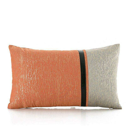 Modern Orange Geometric Stripe Cushion Cover - Inspired by Korean Aesthetics