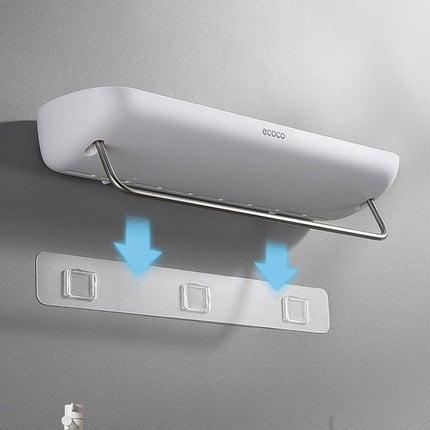 Modern Wall-Mounted Bathroom Organizer with Integrated Towel Rack | No-Drill Shower Storage Solution - Très Elite