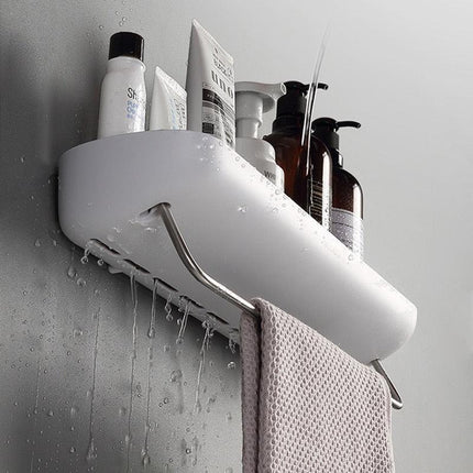 Modern Wall-Mounted Bathroom Organizer with Integrated Towel Rack | No-Drill Shower Storage Solution - Très Elite