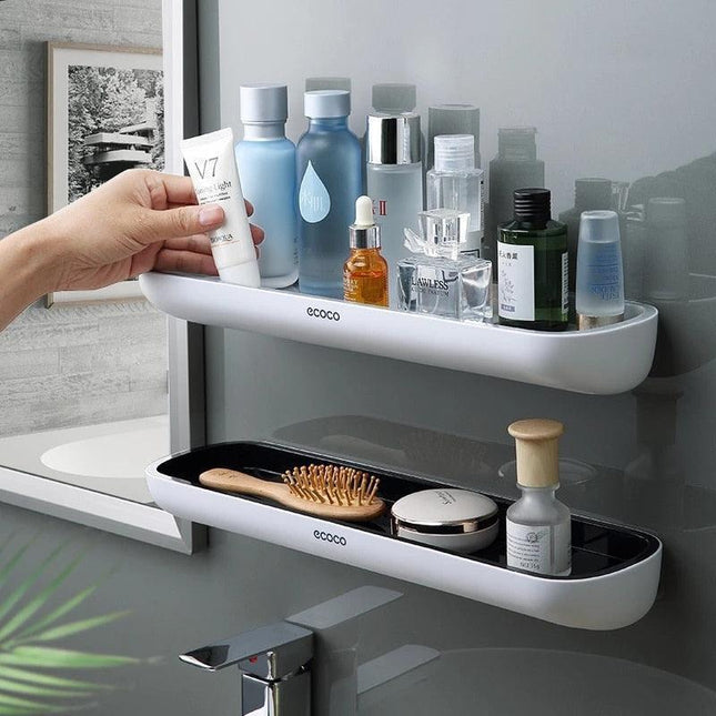 Modern Wall-Mounted Bathroom Organizer with Integrated Towel Rack | No-Drill Shower Storage Solution