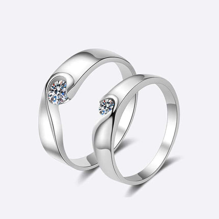 Moissanite Elegance: Rhodium-Plated Sterling Silver Ring