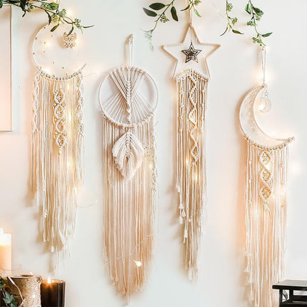 Moonlit Dreams Macrame Wall Hanging - Handcrafted Eco-Conscious Bohemian Decor - Très Elite