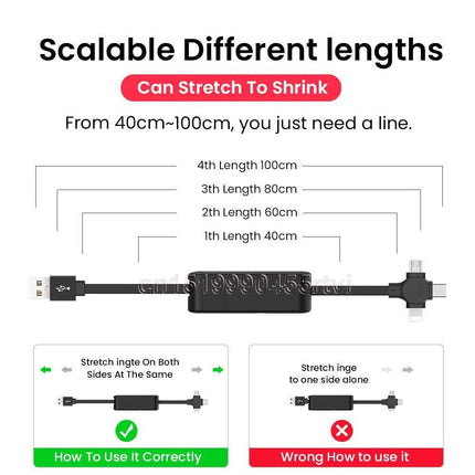Multi-Functional 4-in-1 Retractable Charging Cable with Built-In Phone Stand - Très Elite