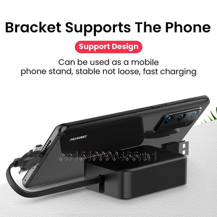 Multi-Functional 4-in-1 Retractable Charging Cable with Built-In Phone Stand - Très Elite