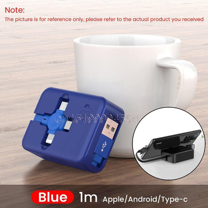 Multi-Functional 4-in-1 Retractable Charging Cable with Built-In Phone Stand - Très Elite