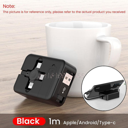 Multi-Functional 4-in-1 Retractable Charging Cable with Built-In Phone Stand - Très Elite