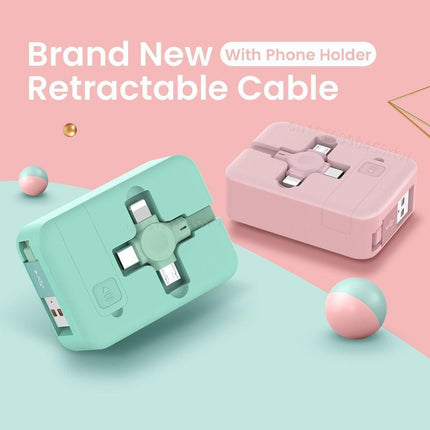Multi-Functional 4-in-1 Retractable Charging Cable with Built-In Phone Stand - Très Elite