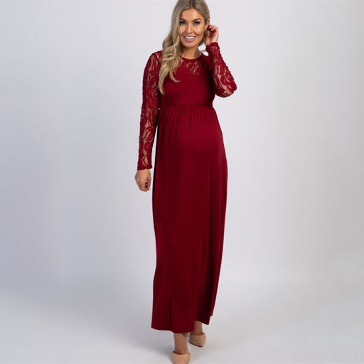 Elegant Lace Maternity Dress with Sophisticated European and American Style