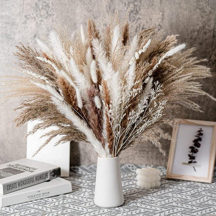 Natural Elegance: 80-Piece Dried Pampas Grass Arrangement for Effortless Home Styling - Très Elite