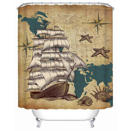 Nautical Compass Shower Curtain: Elevate Your Bathroom Aesthetic - Très Elite