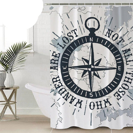 Nautical Compass Shower Curtain: Elevate Your Bathroom Aesthetic - Très Elite