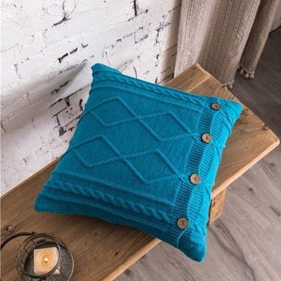 Nordic Elegance Cotton Pillowcase with Double Cable Knit - 18x18 - Très Elite