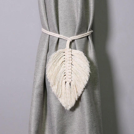 Nordic Elegance: Hand-Woven Cotton Rope Curtain Tiebacks with Tassels - Très Elite