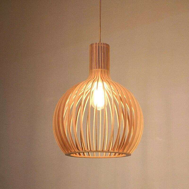 Nordic Elegance Wooden Pendant Light in Soft Shades