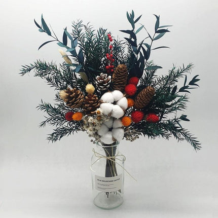Nordic Serenity Dried Eucalyptus and Cotton Bouquet - Lasting Decor, 10-30 Stems, 35cm - Très Elite