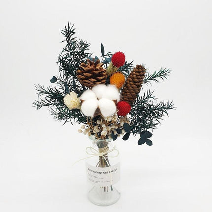 Nordic Serenity Dried Eucalyptus and Cotton Bouquet - Lasting Decor, 10-30 Stems, 35cm - Très Elite
