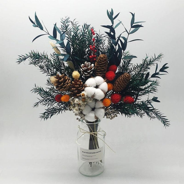 Nordic Serenity Dried Eucalyptus and Cotton Bouquet - Lasting Decor, 10-30 Stems, 35cm