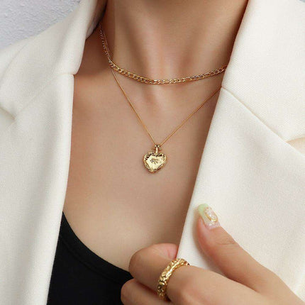Charming Dual-Layered Titanium Heart Pendant Necklace