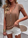 Chic Solid Color V-neck Top with Ruffle Cap Sleeves for Women
