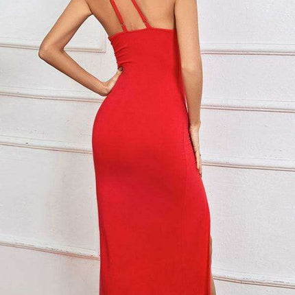 One-Shoulder Glamour Midi Dress with Chic Mesh Details for Women - Très Elite