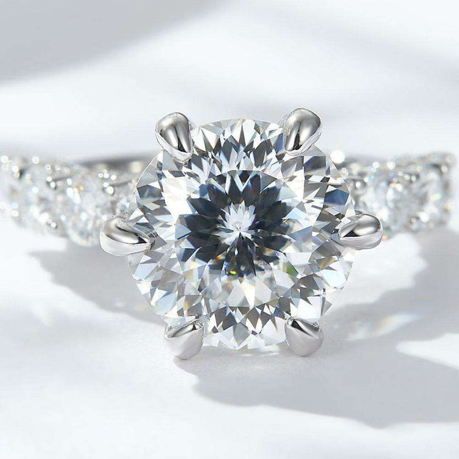 Opulent 5 Carat Moissanite Ring with Dazzling Accent Stones