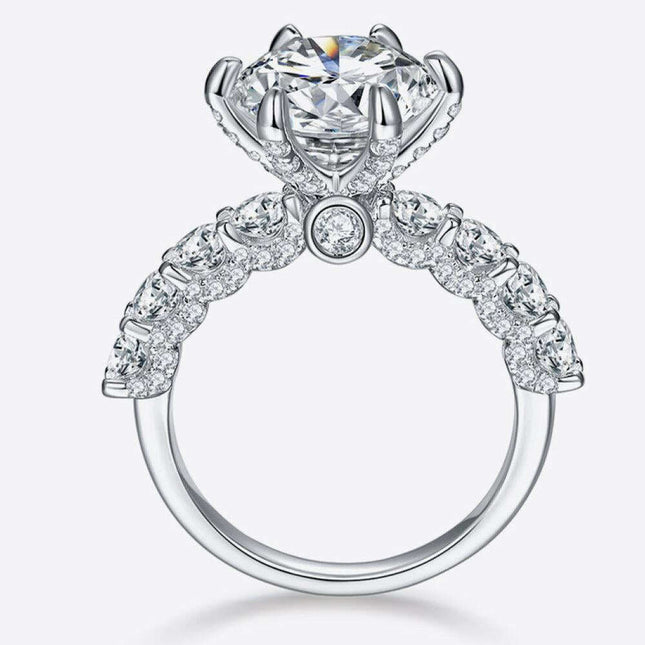 Opulent 5 Carat Moissanite Ring with Dazzling Accent Stones