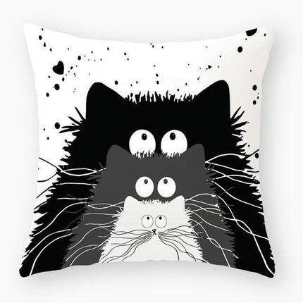 Opulent Cat-Themed Throw Pillow Cover 18x18 Inches