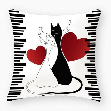 Opulent Cat-Themed Throw Pillow Cover 18x18 Inches