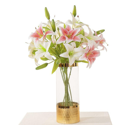 Opulent Double Lily Silk Floral Display..